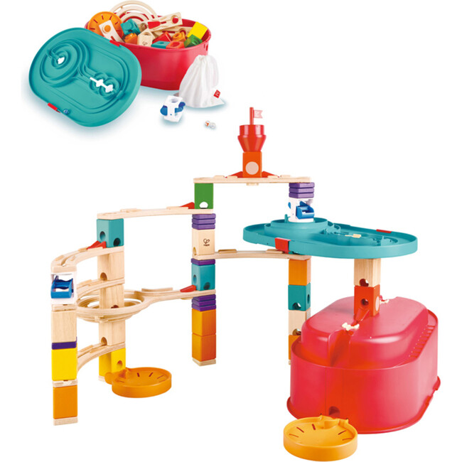 Quadrilla Stack Track Bucket Wooden Marble Run Construction - Games - 3
