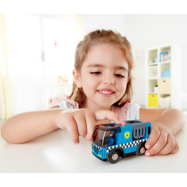 Hape: Police Car With Siren - Blue Cop Car, Light & Sound: Vehicle - Woodens - 2