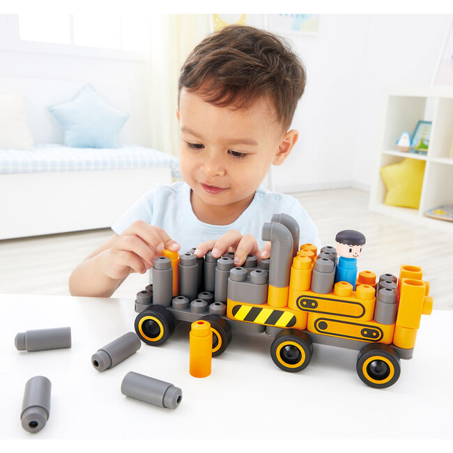Hape: PolyM: Construction Site - Yellow-Grey - 43pc Building Blocks Toy Set - Woodens - 3