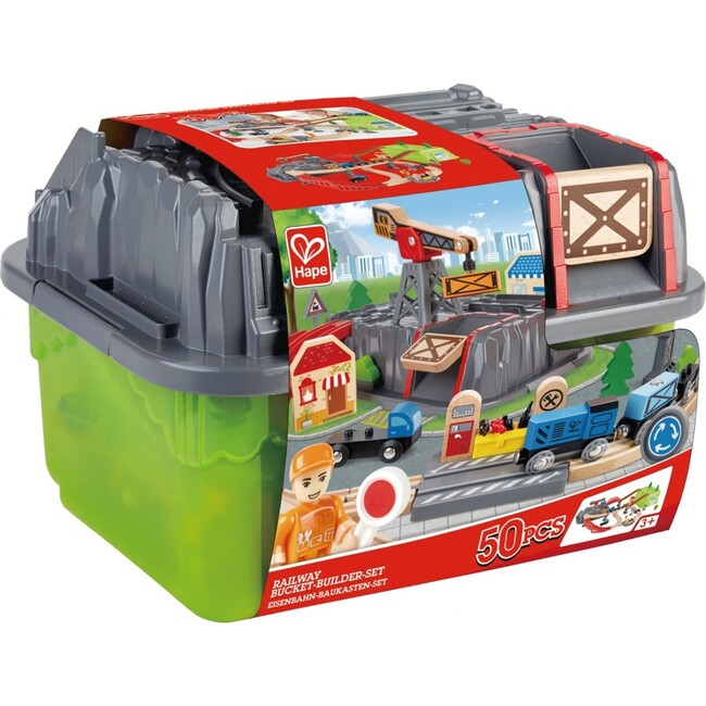 Train Building Set in a Bucket, 50 Pieces