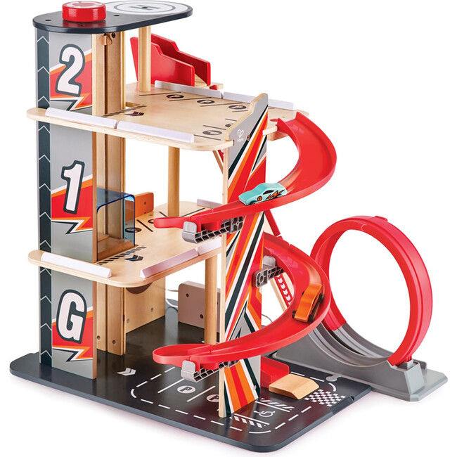 Stunt Garage Wooden High-Rise Car Parking Lot Playset