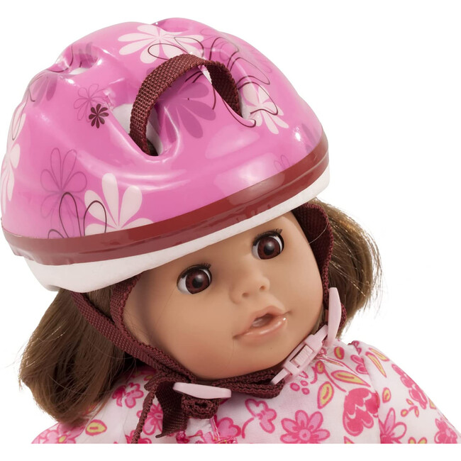 Doll Bike Helmet - Pink Flowers - Doll Accessories - 3