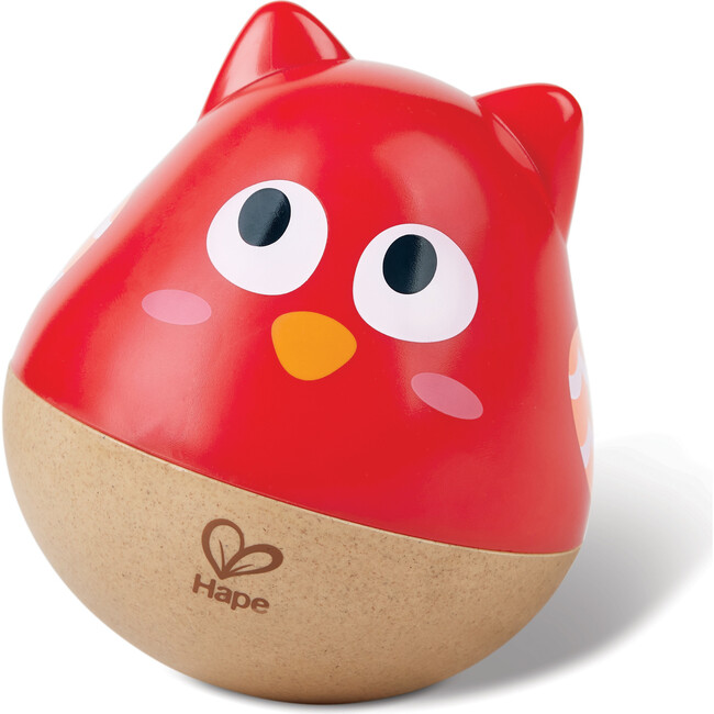 Owl Musical Wobbler - Red - Wooden Music Animal Toy - Musical - 1
