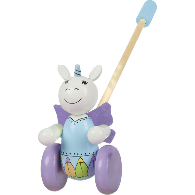 Orange Tree Toys: Push Along: Unicorn - Wooden Toy