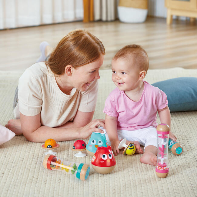 Owl Musical Wobbler - Red - Wooden Music Animal Toy - Musical - 2