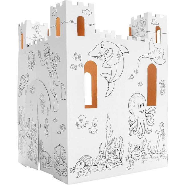 Cardboard Coloring Playhouse Sand Castle - Kids Art & Craft for Indoor & Outdoor Fun