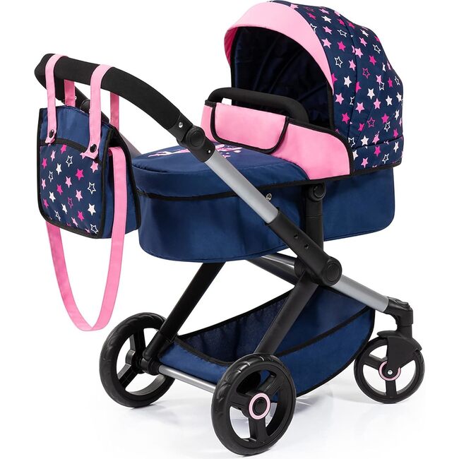 Bayer Design Dolls: Pram w/ Shoulder Bag - Blue, Pink, Stars