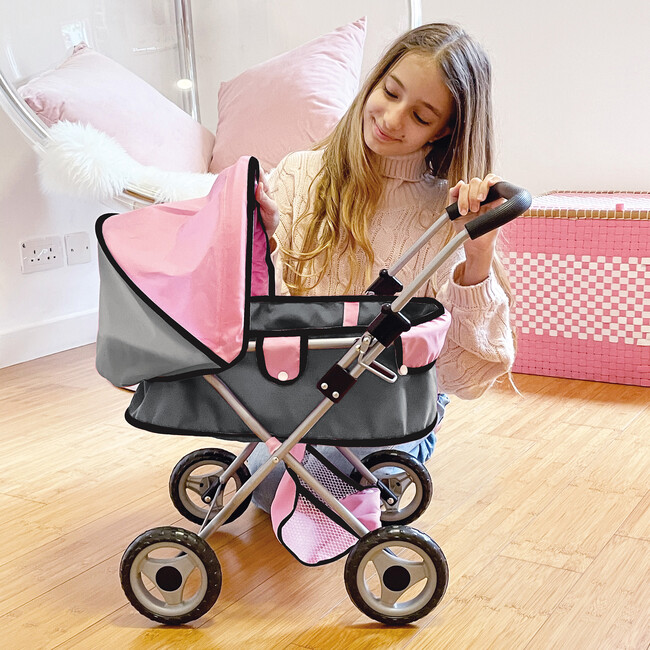 Bambolina: Doll Pram Baby Doll Accessory w/ Adjustable Canopy - Doll Accessories - 2