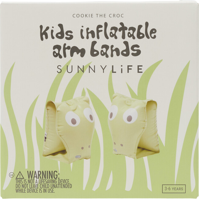 Sunnylife: Kids Inflatable Arm Bands - Cookie The Croc Light Khaki - Pool Floats - 3