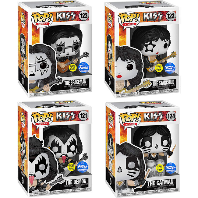 POP! KISS: Band Set - Glow in the Dark Collectible Set - Online Exclusive - The Spaceman, The Starchild, The Demon, The Catman