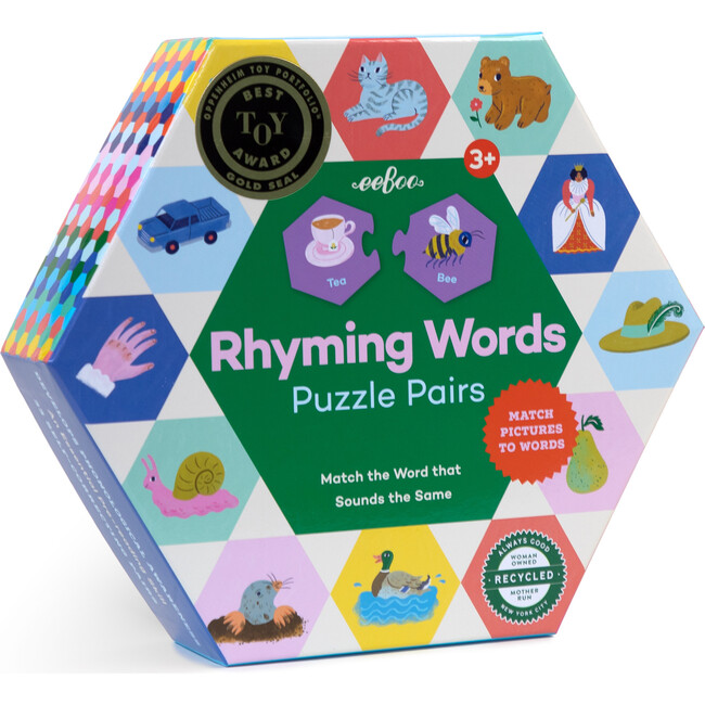 Hexagon Puzzle Pairs: Rhyming Words