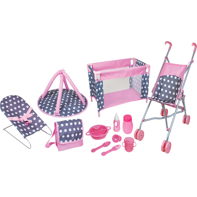Lissi 5 Piece Baby Doll Deluxe Nursery Play Set w/ 8 Accessories