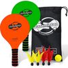 Jazzminton Paddle Ball Game with Carry Bag - Indoor Outdoor Toy w/ 2 Wooden Racquets - 4 Shuttlecocks - 1 Ball - Outdoor Games - 1 - thumbnail