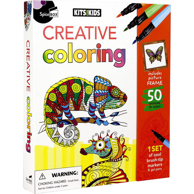 Kits For Kids: Creative Coloring - 50 Coloring Pages, Coloring Activity Art Set