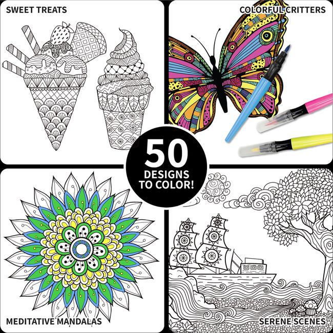Kits For Kids: Creative Coloring - 50 Coloring Pages, Coloring Activity Art Set - Arts & Crafts - 4