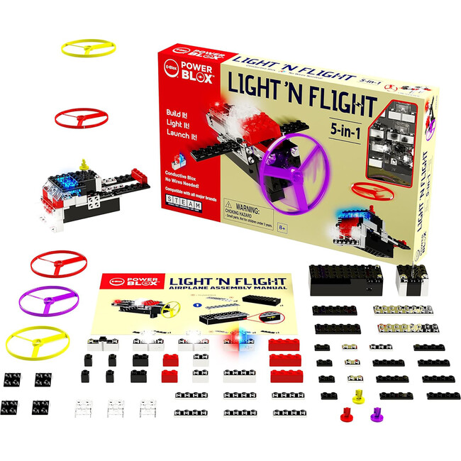 E-Blox: Power Blox: 5-In-1 Light 'N Flight - 58pcs - STEM Toys - 1