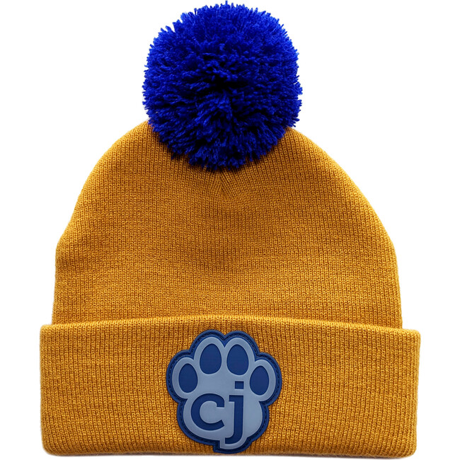 Magic Beanie: Toddler Winter Hat with Acrylic Yarn & Color Change Silicone Patch-  Brown & Blue