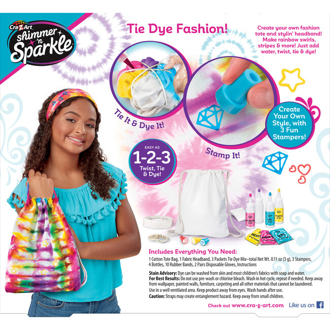 Shimmer ‘n Sparkle: Tie Dye Fashion Tote & Headband Craft Kit - Craft Kits - 5