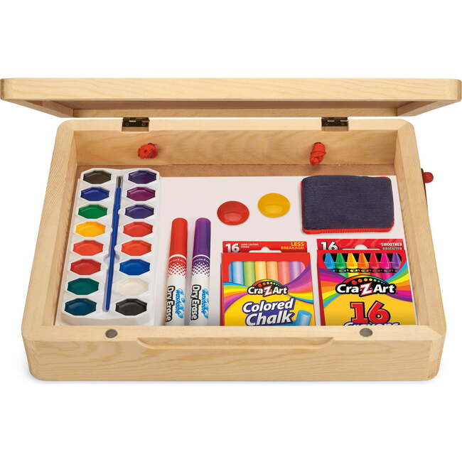 5-in-1 Portable Wooden Tabletop Art Easel with Chalkboard and Dry Erase Board - Arts & Crafts - 2