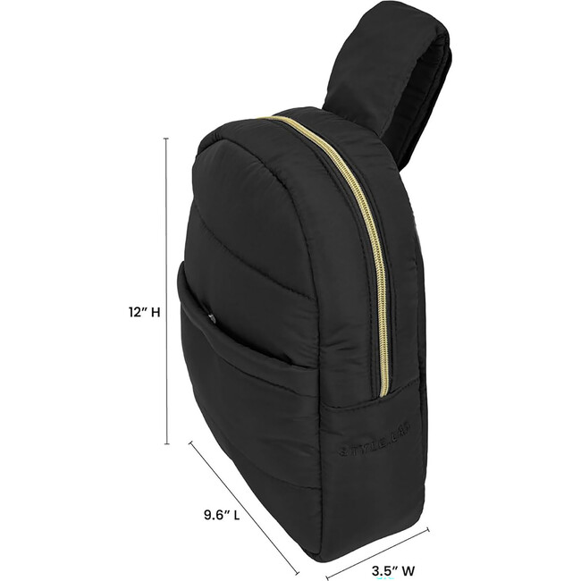 Style.Lab: Bekah Puffer Crossbody Backpack Belt Set - Black - Costume Accessories - 7
