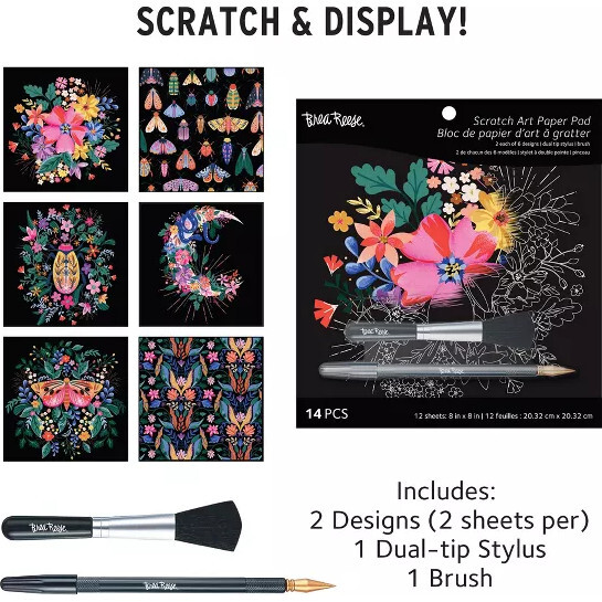 Brea Reese: Scratch Art Paper Pad - Mystical - 12 Designs - Arts & Crafts - 2