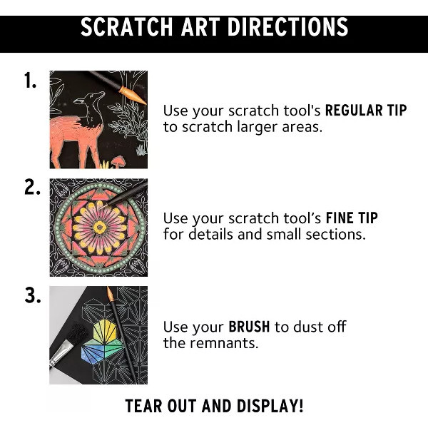 Brea Reese: Scratch Art Paper Pad - Mystical - 12 Designs - Arts & Crafts - 3
