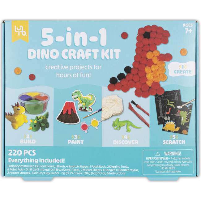 Little Yellow Bicycle: 5-In-1 Dino Craft Kit - Multi-Project Dinosaur-Themed DIY Craft Set