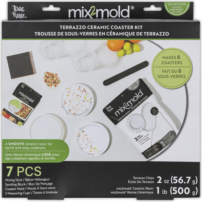 Brea Reese Mix2Mold Terrazzo Ceramic Coaster Kit - DIY 6 Coasters - Arts & Crafts - 1