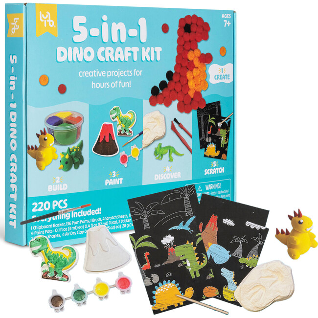 Little Yellow Bicycle: 5-In-1 Dino Craft Kit - Multi-Project Dinosaur-Themed DIY Craft Set - Arts & Crafts - 2