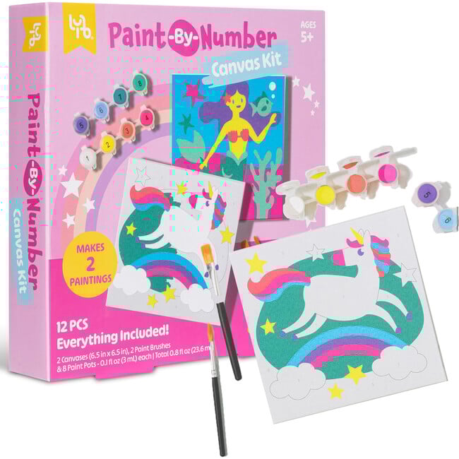 Little Yellow Bicycle: Unicorn & Mermaid Paint-By-Number Canvas Kit