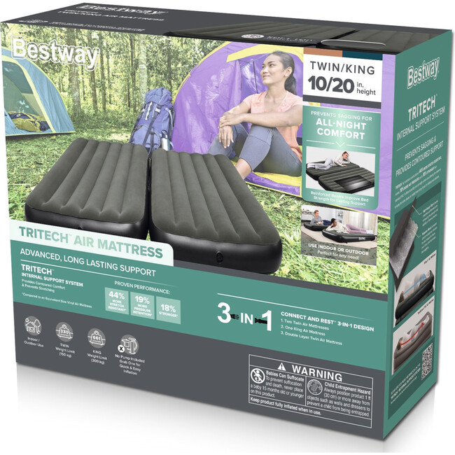 Tritech Connect and Rest 3-in-1 Air Mattress 10" Twin/King - Air Mattresses - 6