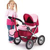 Trendy Pram Stroller for Toy Baby Dolls in Red/Pink - Doll Accessories - 2 - thumbnail