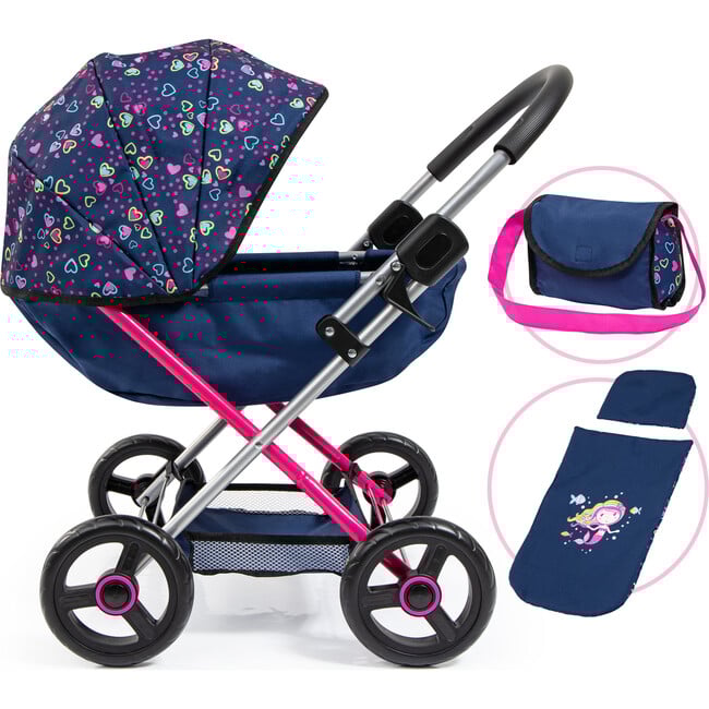 Design Dolls: Pram Cosy in Blue/Pink Hearts