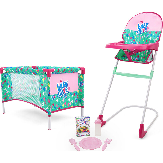 Baby Alive: At Home Set - 7pcs - Green, Pink, Hearts - Doll Accessories - 1