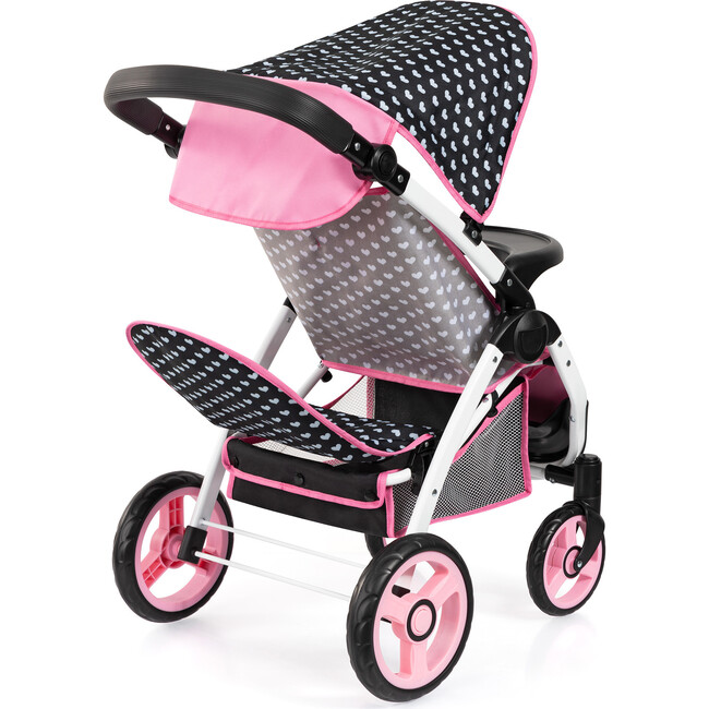 Bayer Design Dolls: Twin Star Stroller - Black, Pink, Heart - Doll Accessories - 2