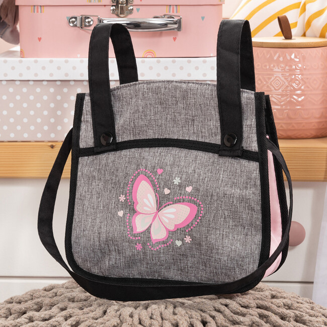 Bayer Design Dolls: Xeo Twin Pram - Butterfly Grey & Pink - Doll Accessories - 5