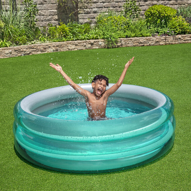 H2OGO! Big Metallic 3-Ring Inflatable Play Pool - 5’7” Diameter - Outdoor Games - 6