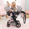 Bayer Design Dolls: Xeo Twin Pram - Butterfly Grey & Pink - Doll Accessories - 6