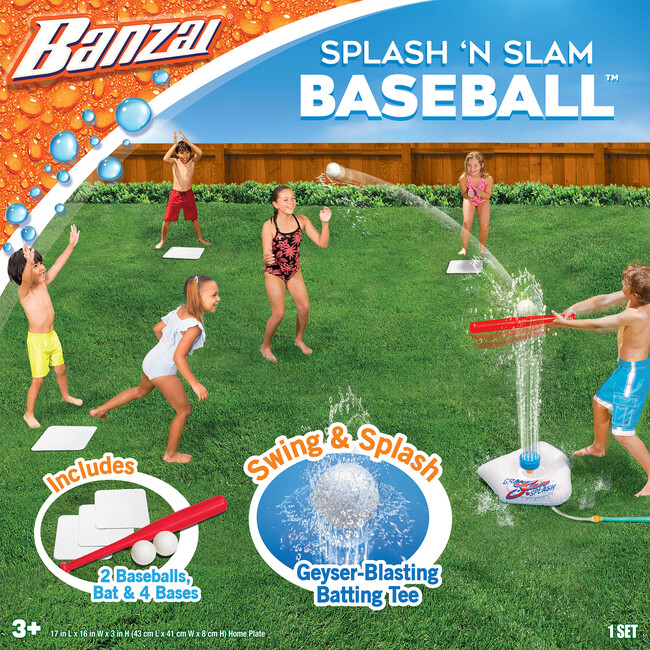Banzai Splash & Slam Baseball - Tee & Sprinkler Water Sports Game - Water Toys - 2