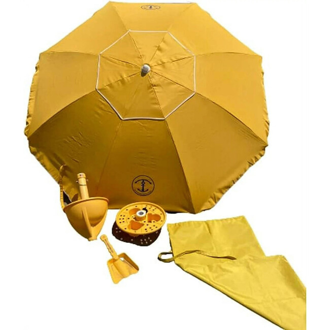 Anchor Works: Classic Beach Umbrella & AnchorONE Kit – Sunset Orange - Umbrellas - 1
