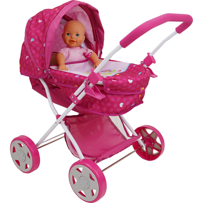 Garden Pram N Doll Set - 14" Baby Doll & Folding Pram Set