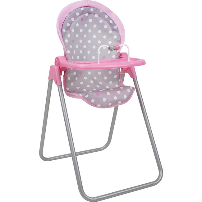 Cotton Candy Pink Doll Highchair - Pink, Grey, Polka Dot