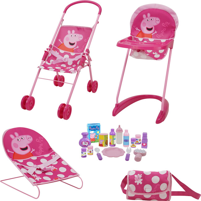 Peppa Pig 19 Piece Doll Sleep N' Play Set - Pink & White Dots