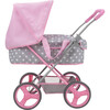 Cotton Candy Pink Baby Doll Pram Doll Accessory - Pink, Grey, Polka Dot - Doll Accessories - 4