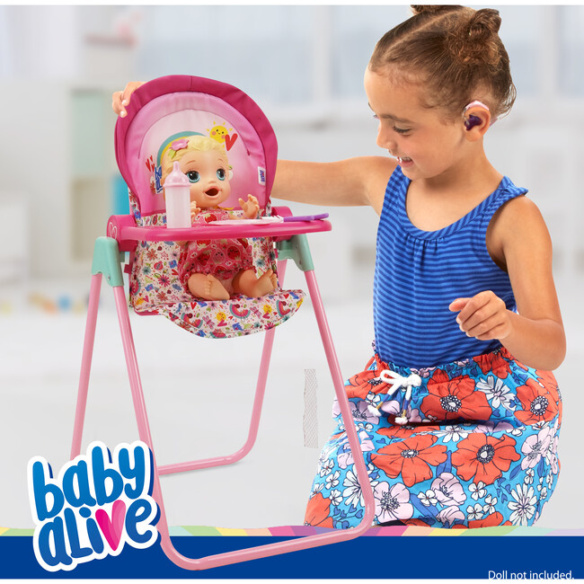 Baby Alive 6 Piece Doll Highchair Set - Pink & Rainbow - Doll Accessories - 4