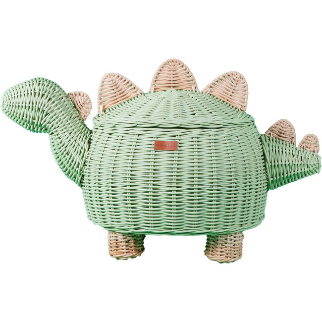 Dinosaur Handcrafted Rattan Storage Basket, Green, Medium - Storage Baskets - 1