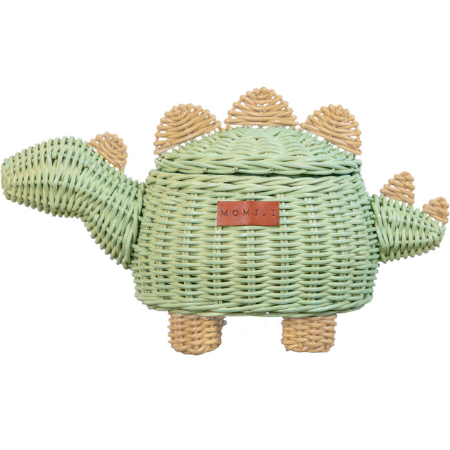 Dinosaur Handcrafted Rattan Decor Basket - Small, Green Mint