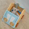 Archie Handcrafted Rattan Storage Wagon with Solid Wood Wheels, Pastel Blue & White - Storage Baskets - 6