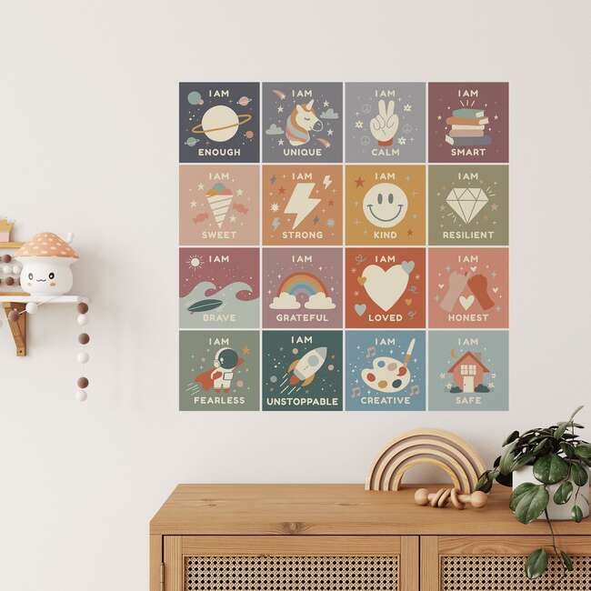 Peel & Stick Fabric Wall Stickers, Affirmation Squares