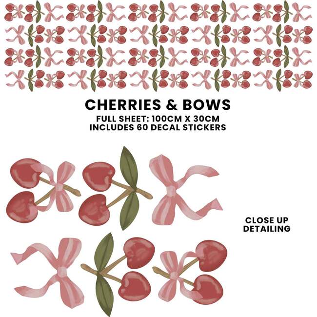Peel & Stick Fabric Wall Stickers, Cherries - Wall Décor - 3